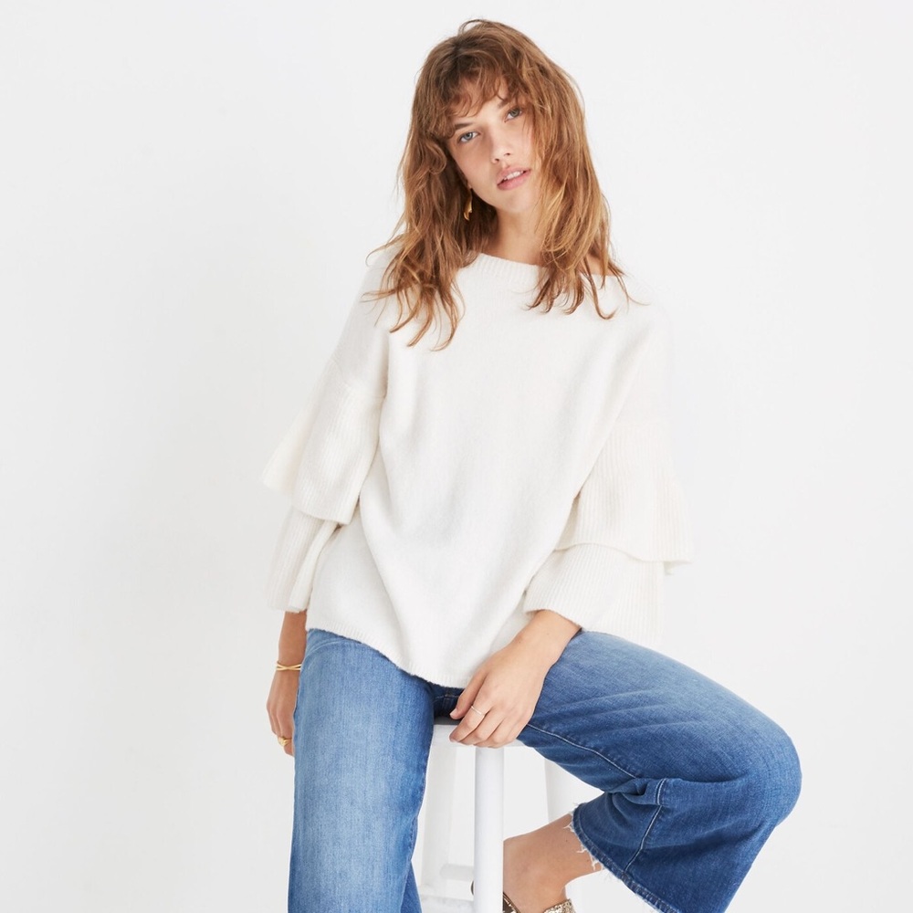 Madewell Tier-Sleeve Pullover Sweater in Coziest Yarn